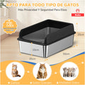 Arenero Gatos Grande Baño Sanitario Acero Inoxidable Con Pala Negro